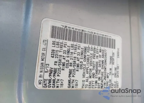 2013 Nissan Rogue Sv W/Sl Pkg из США, поврежденный, VIN JN8AS5MT2DW026977